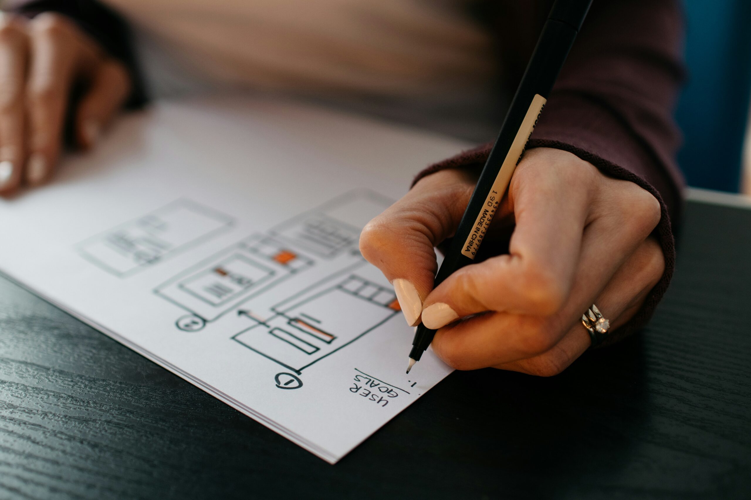 A woman's hands designing the User interface (UI) of an AI Micro SaaS App